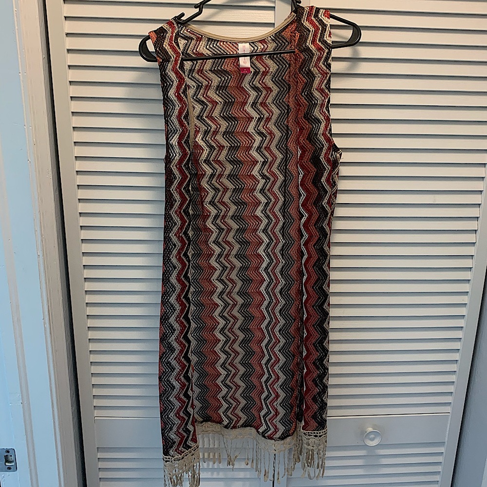 Multicolor sleeveless midi jacket